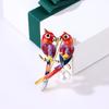 High-End Alloy Enamel Painted Parrot Brooch - Little Birds Kissing Lapel Pin
