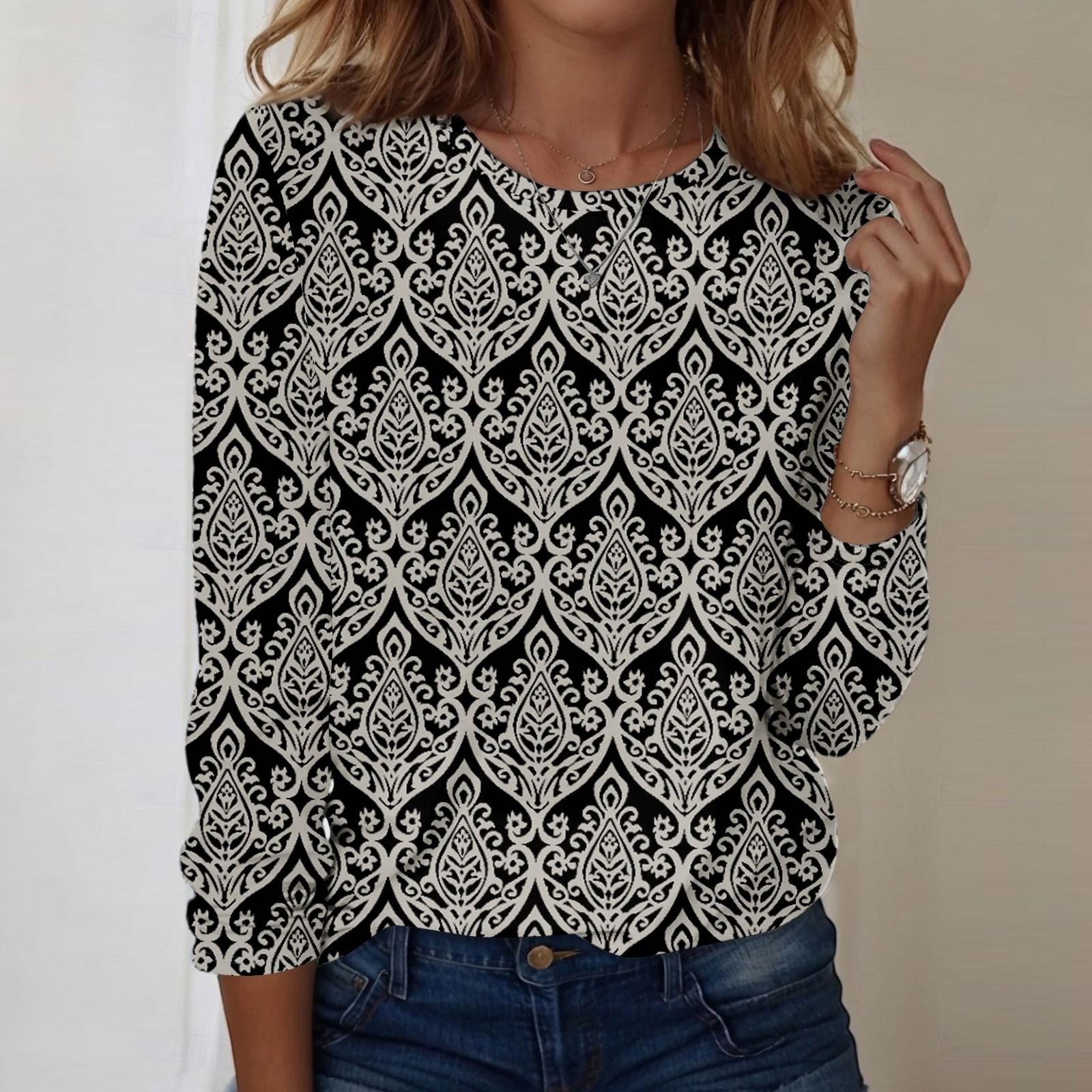 

Рубашки с длинным рукавом для женщин, милые футболки с графическим принтом, блузки, повседневные базовые топы больших размеров, пуловеры XXXXL