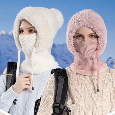 Ziemas kašmira trikotāžas vilnas cepure sieviešu ausu aizsargcepure šalle viengabala samta biezināšana silta slēpošanas cepure Skullies beanies