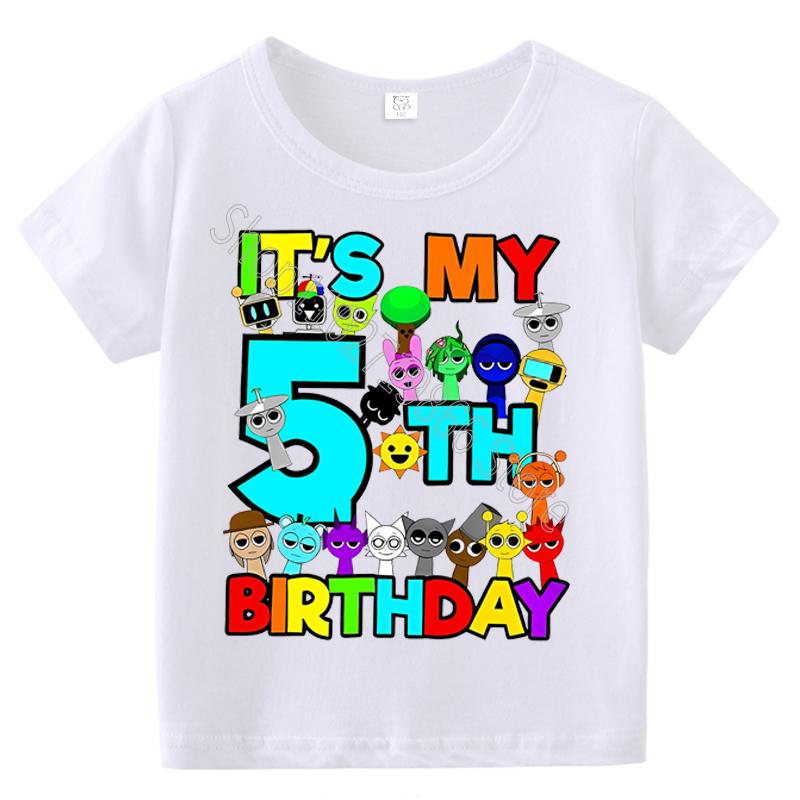 T-shirt Estive a Maniche Corte Stampa Sprunki Incredibox per Bambini Abbigliamento Bambini Ragazzi Ragazze Magliette in Cotone Top Regali per Feste di Compleanno