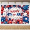 Sfondo Fotografico Patriottico per il 4 Luglio, Stendardo per il Giorno dell'Indipendenza Americana, Decorazione Photo Booth con Stelle e Strisce.