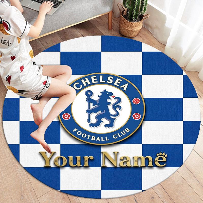 Chelsea F Custom Name Round Area Rug,Carpet Rug for Living Room Bedroom Sofa Playroom Decor,Non-slip Floor Mat
