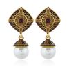 Retro Indian Alloy Rice Bead Tassel Earrings with Scenic Design