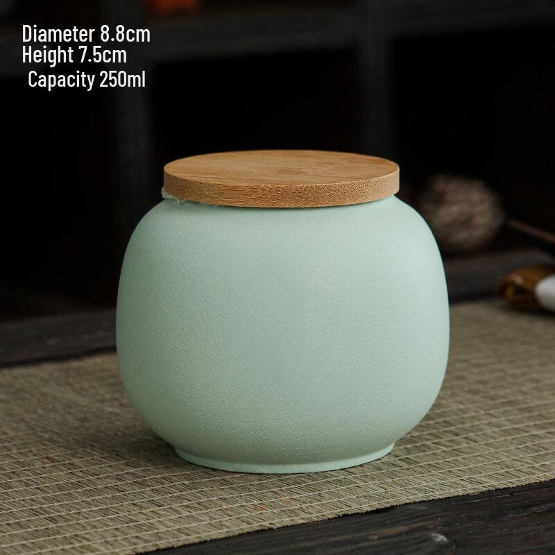 Shangqi Coarse Pottery Small Tea Caddy with Bamboo Lid
