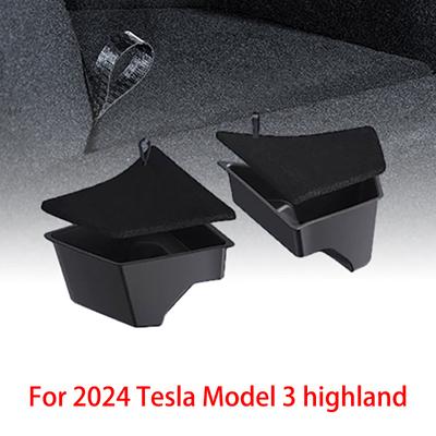 For Tesla Model 3 Highland 2024 Rear Trunk Storage Box Bins Left Right Corner Organizer Accessories Flocked Lids TPE Cargos