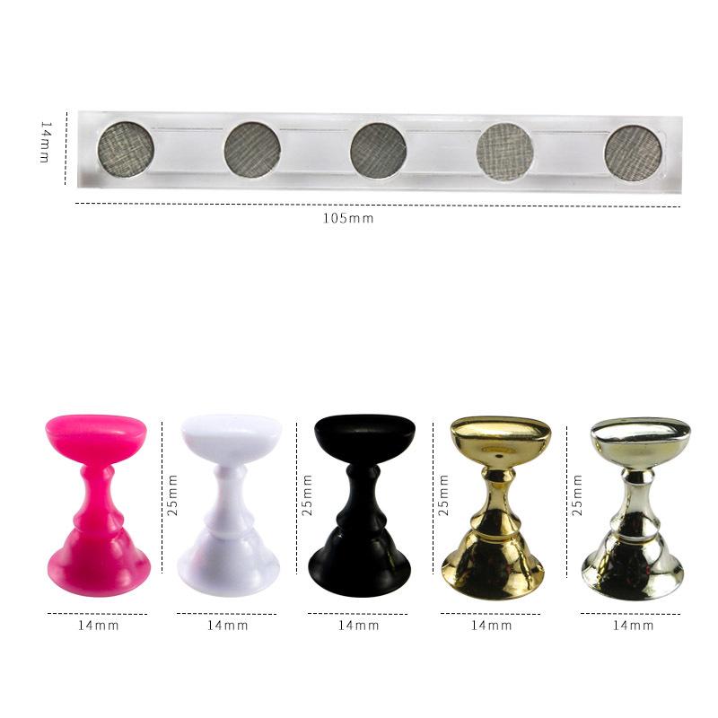 1Set False Nail Tips Practice Trainning Display Stand Holder Base Alloy Crystal Nail Art Polish Display Manicure Tools