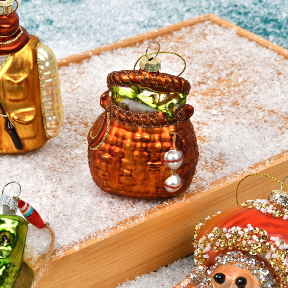 Fishing Series Christmas Tree Decoration Glass Painted Home Scene Decoration Pendants Home