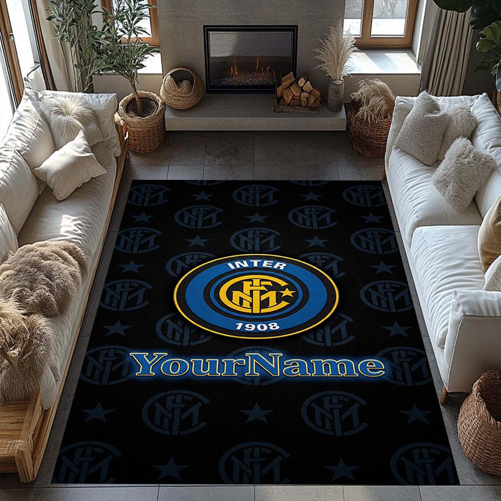 Inter Milan Personalized Text Floor Rug Office Rug Suitable for Living Rooms Study room Balcony Decorate room Antislip Carpet Anime Office Decor