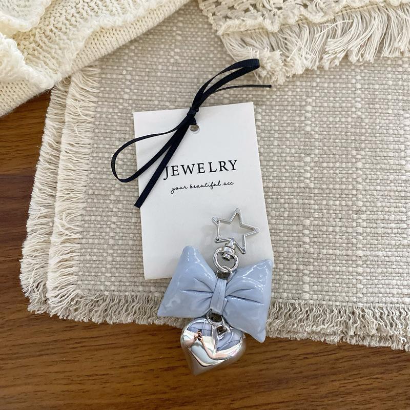 Stylish Versatile Heart Bow Phone Lanyard Wrist Strap Diy Handmade Bowknot Keychains Backpack Decoration Accessories Gifts