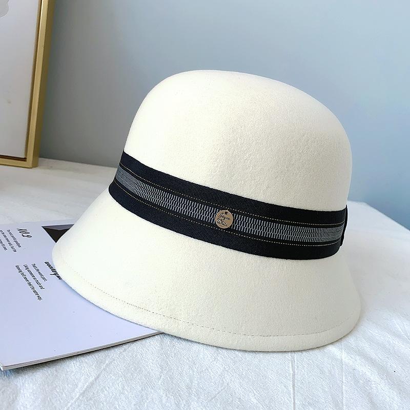 Nový dámský klobouk bucket zimní vlněný vintage elegantní dámský fedora plstěný klobouk módní francouzský buřinkový sombrero vlněný klobouk pokrývka hlavy