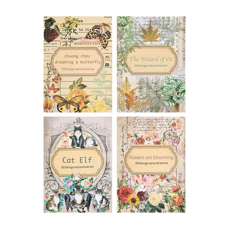 20 Pcs Vintage Natural Animal and Plant PET Decorative Stickers This Handbook Material Paste Scrapbooking Accessories