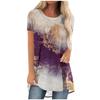 Womens Casual Short Sleeve T-Shirt With Starry Sky Digital Print Loose Fit Long Length Top 2025