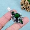 Green Quartz Gemstone 925 Sterling Silver Pendant Vintage Floral Statement Jewelry