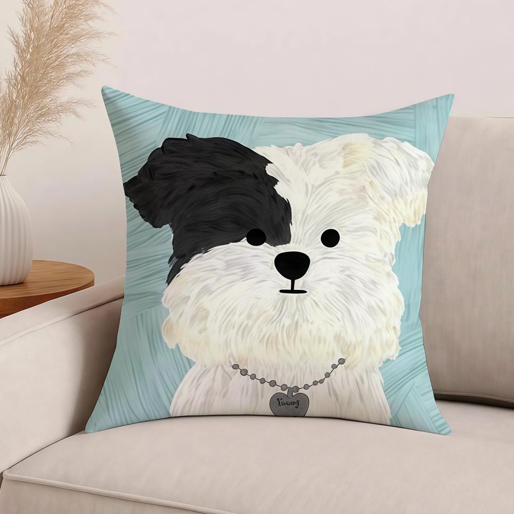 Cute Dog Cartoon Pillow Case Office Cushions Suitable For Sofa Car Bedroom Decorative Cushion Cover