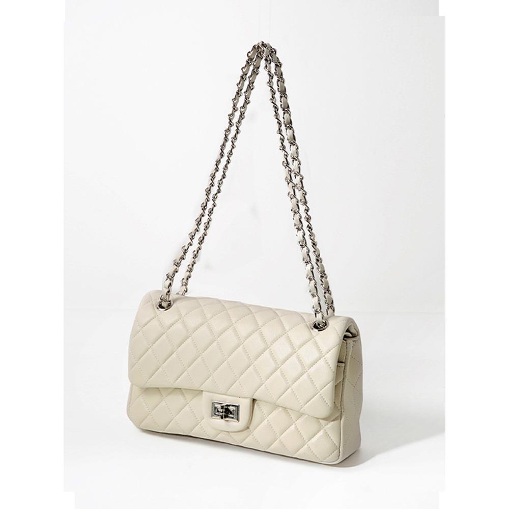 Goat leather bag chain square fat man small fragrant style fashion diamond bag single shoulder messenger women's bag genuine leather small square bag