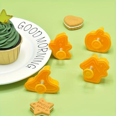 Set di 4 Tagliabiscotti 3D di Halloween - Formine per biscotti in plastica pressabile con zucca, fantasma.