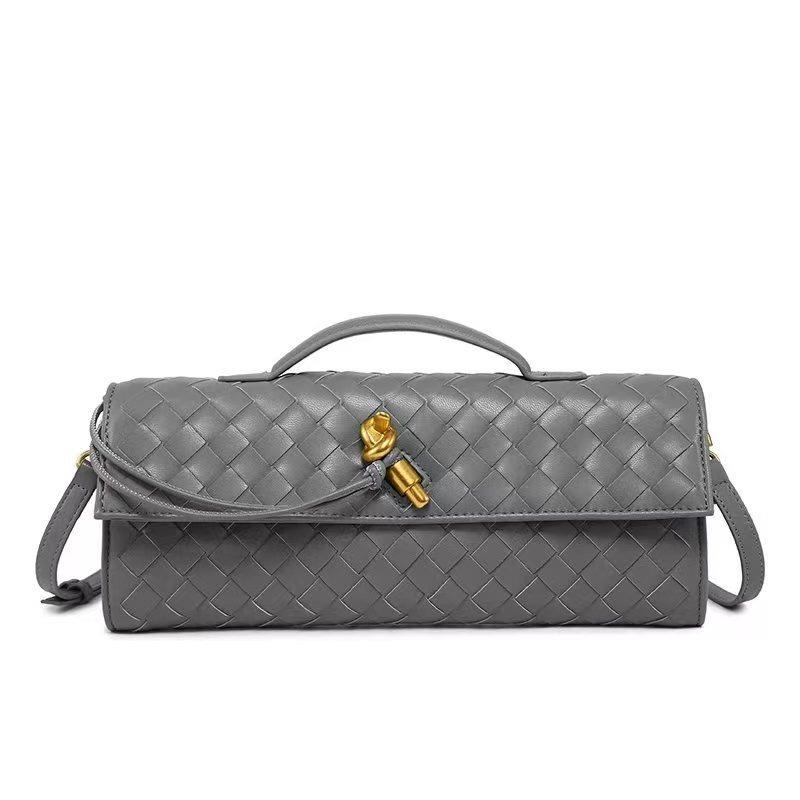 Handwoven Bag Soft Leather Lock Dinner Bag Medieval Baguette Bag Long Fashion