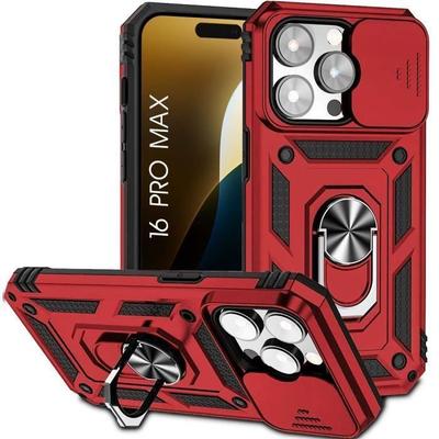 Schutzhülle - BOOLING - für iPhone 16 Pro Max - Stoßfest - Rückseitenständer - Rot