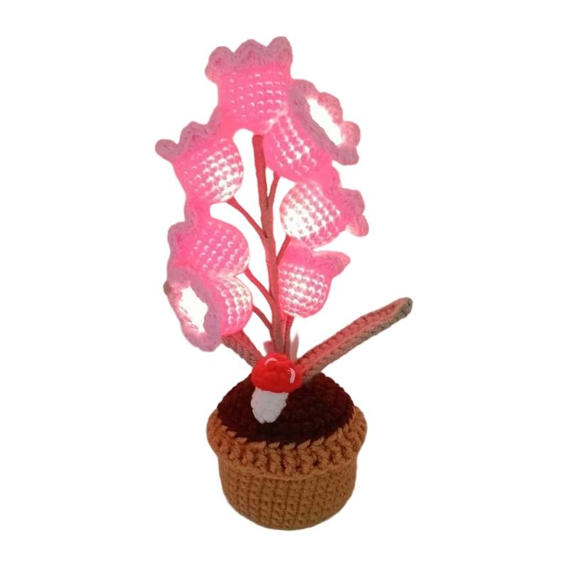 Versatiles Home Accent Crochet Valley Potted Plant LED Night Lights Suitable for Living Room or Stable