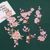 D5 2PCS Plum Blossom Embroidery Patches Sakura Flower Floral Branch Appliques Iron On Cloth Cheongsam Stickers For Sewing Repair