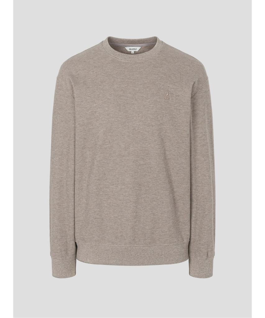 Binpolmen Textured Round Neck Long Sleeve T-Shirt Beige