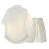 Summer Solid Color Basic Versatile Ice Silk Set Men's Shirt Short Sleeved Set Men's Two-piece Set