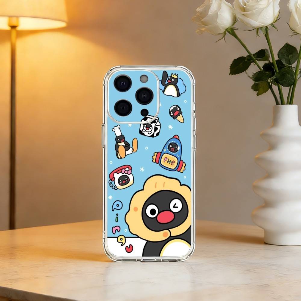 Emoticons P-Pingu Penguin Phone Case For iPhone 17 16 15 14 13 12 11 Mini Pro Max Plus Transparent Cover
