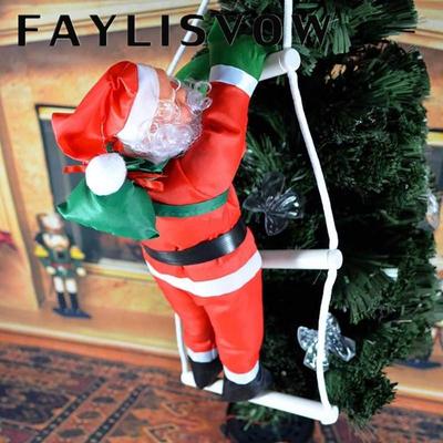 Hristmas Babbo Natale che si arrampica sulla scala di corda Albero di Natale appeso Ornamento Festa Decorazione Porta