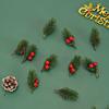 10 Stück Weihnachten Rote Beere Tannenzapfen Stechpalmenzweige Künstliche Kiefernnadeln Weihnachtsbaumschmuck Heimdekoration DIY Kranz Geschenk