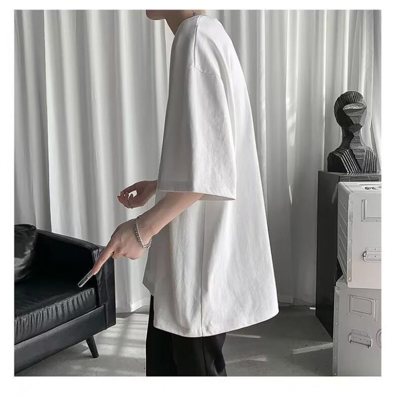 Men's Summer Korean-Style Loose-Fit Short-Sleeve T-Shirt, Trendy Casual Hong Kong Design