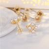 Elegant Fashion Floral Pearl 925 Silver Needle Stud Earrings For Women