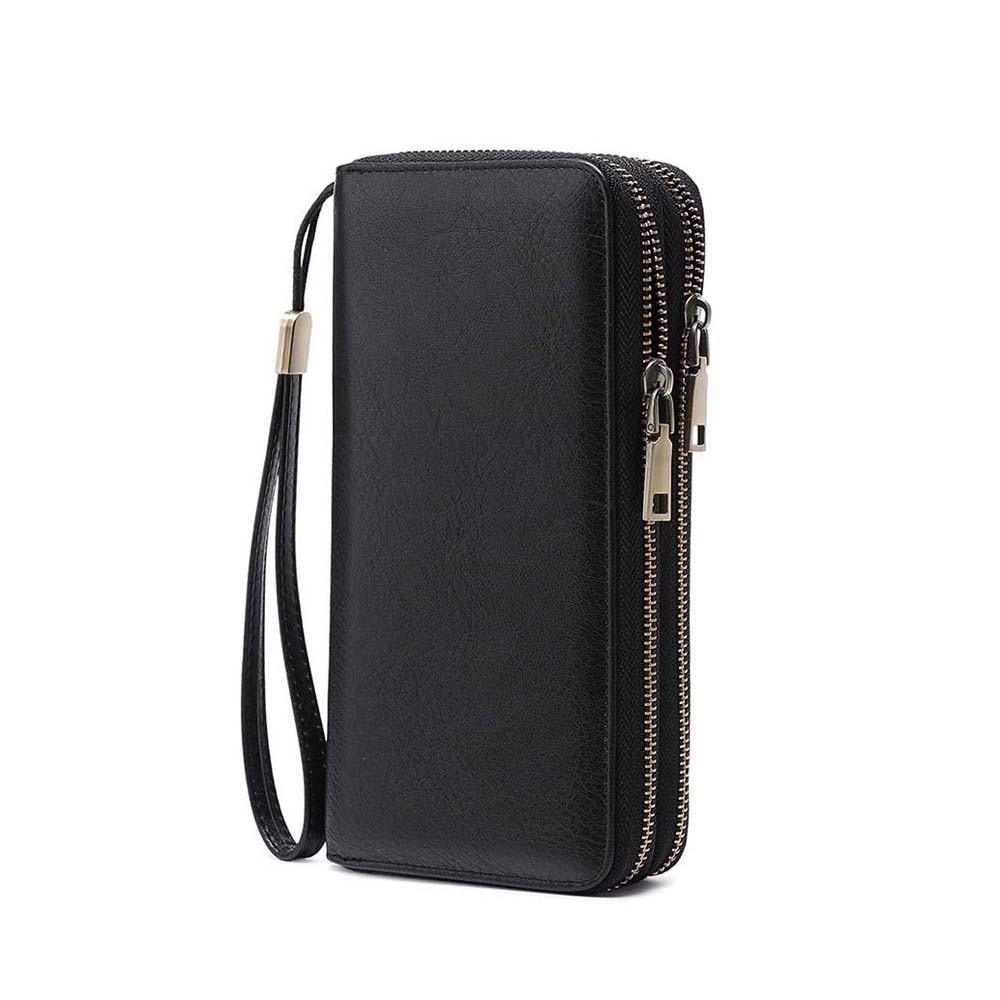 Portable Leopard Print Long Wallet PVC Stripe Multiple Cards Purse Solid Color Korean Style PU Handheld Bag Dating