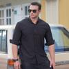 Large size men's long-sleeved shirt plus fat plus size spring and autumn new solid color versatile professional shirt fat