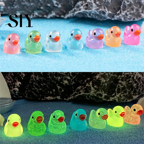 Duck Sculpture Set 20Pcs Mini Glow-in-the-dark Resin Ornaments Adorable High-quality Decor Sculptures for Garden Home Party Decoration Figurines
