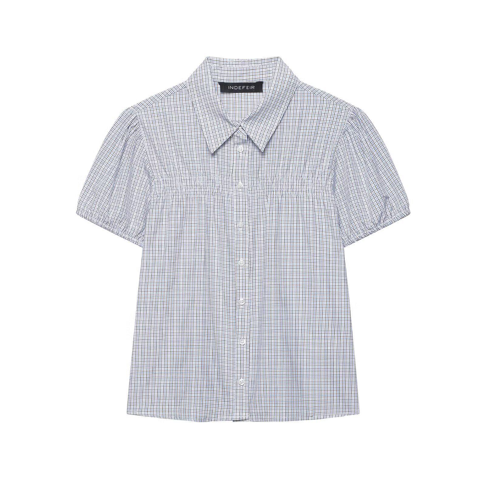TAOP&ZA Women s Academy Style Plaid Elastic Poplin Shirt - Spring 2026 Collection Small