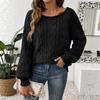 Women Casual Loose Off Shoulder Long Sleeve Cable Knit Pullover Sweater