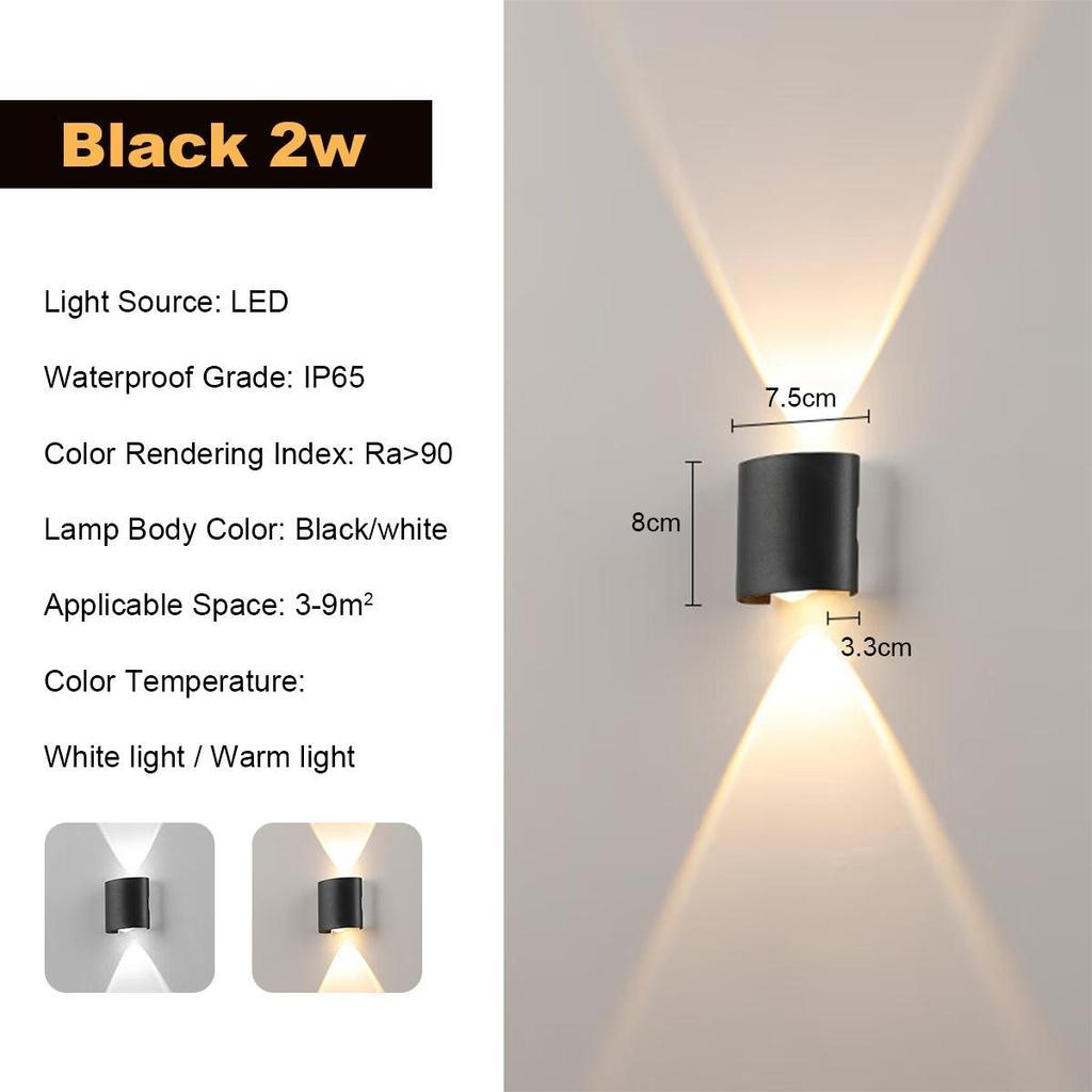 Wall Lamp 2w 4w 6w 8w Exterior Black Waterproof External Outdoor Lamps 110v/220v Led White Wall Mounted Up Down Light Warm White
