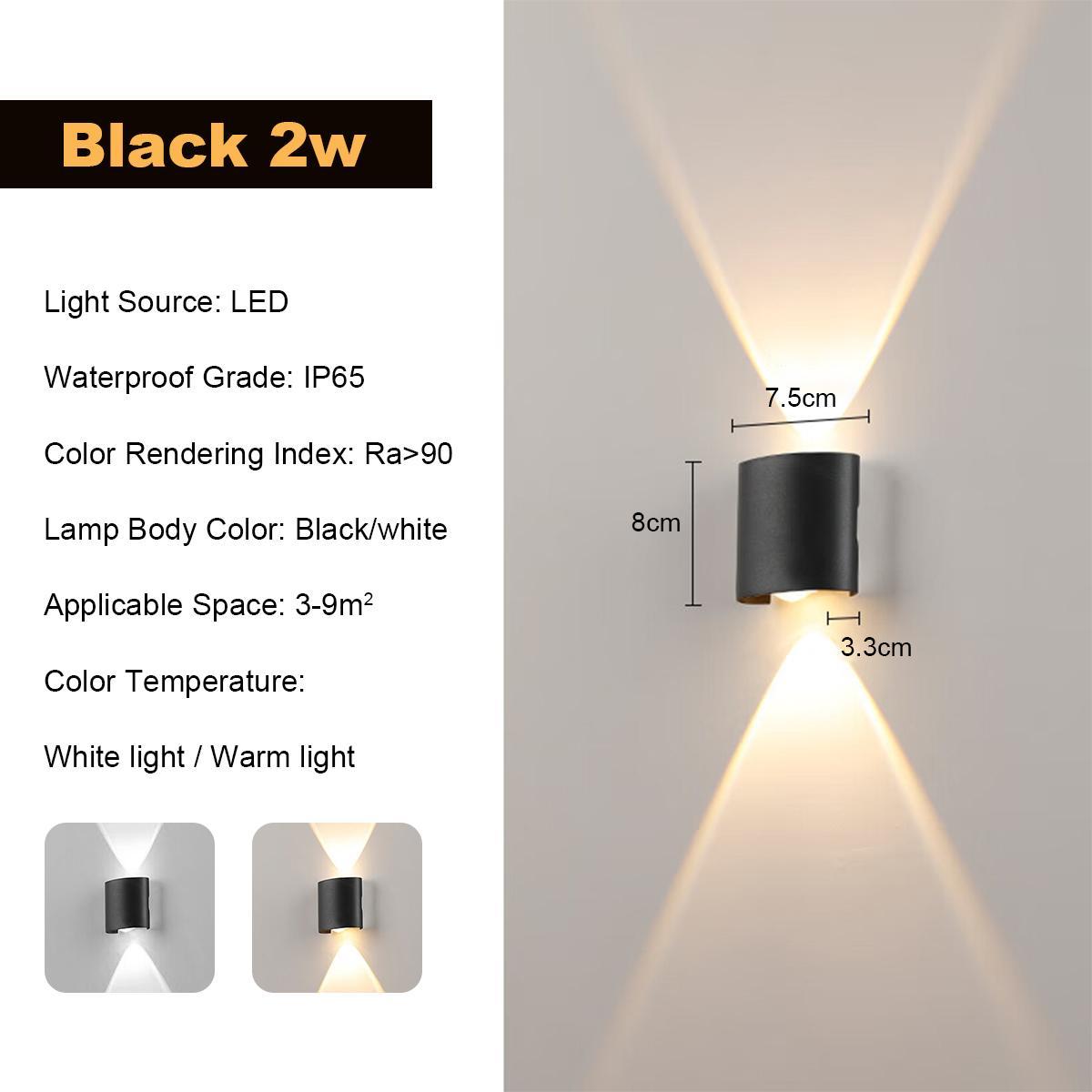 

Wall Lamp 2w 4w 6w 8w Exterior Black Waterproof External Outdoor Lamps 110v/220v Led White Wall Mounted Up Down Light Warm White Cool White(5500-7000K)