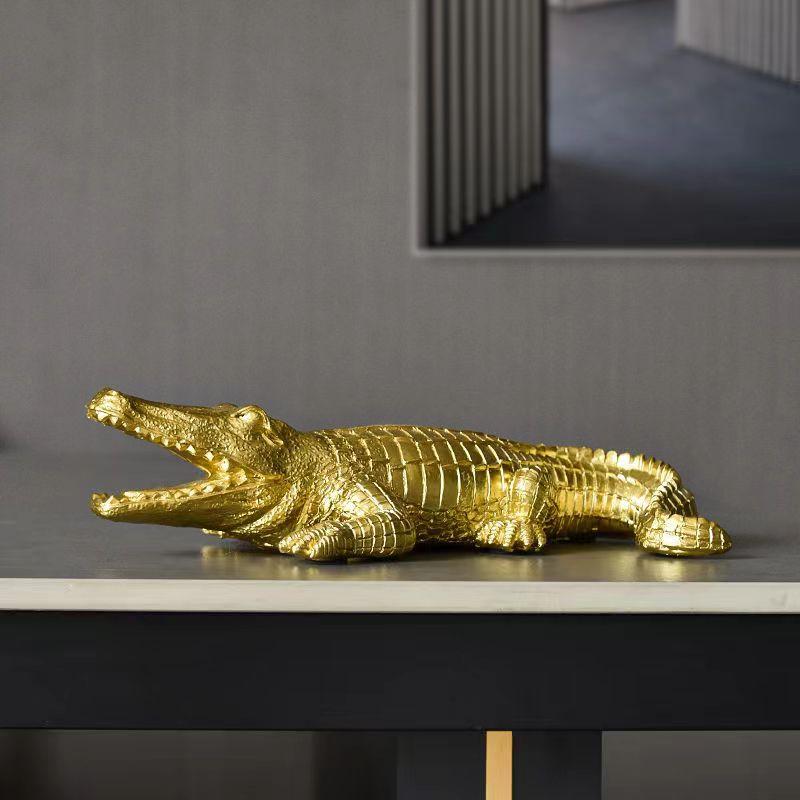 Decorazione per la Casa Statua Scultura Coccodrillo Fauna Selvatica Decorazione Statuetta Animale Astratta Stanza Scrivania Interni Casa Decorazione Regalo