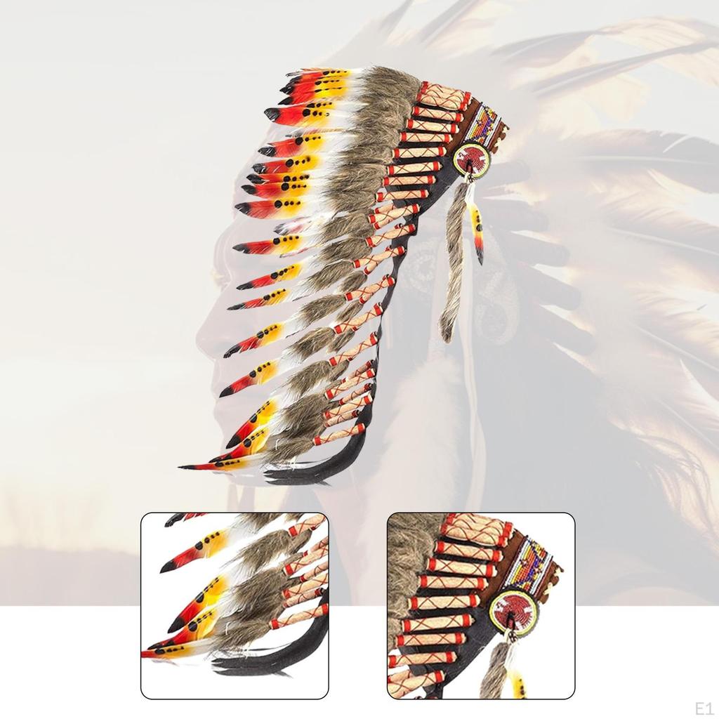Indian Feather Headdress Hair Accessory for Burlesque Show Fancy Dress