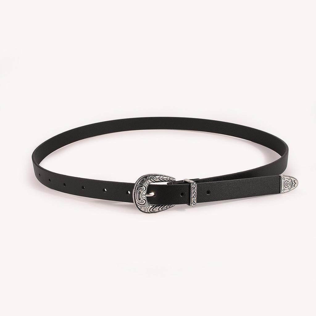 Golden Smear Three-piece Set of Small Fragrant Belt Carved Women's Western Buckle Versatile Fashion