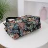 Portable Floral Print Women's Tote Bag Canvas Thickened Lunch Bag Large Capacity Zipper Jacquard Handbag