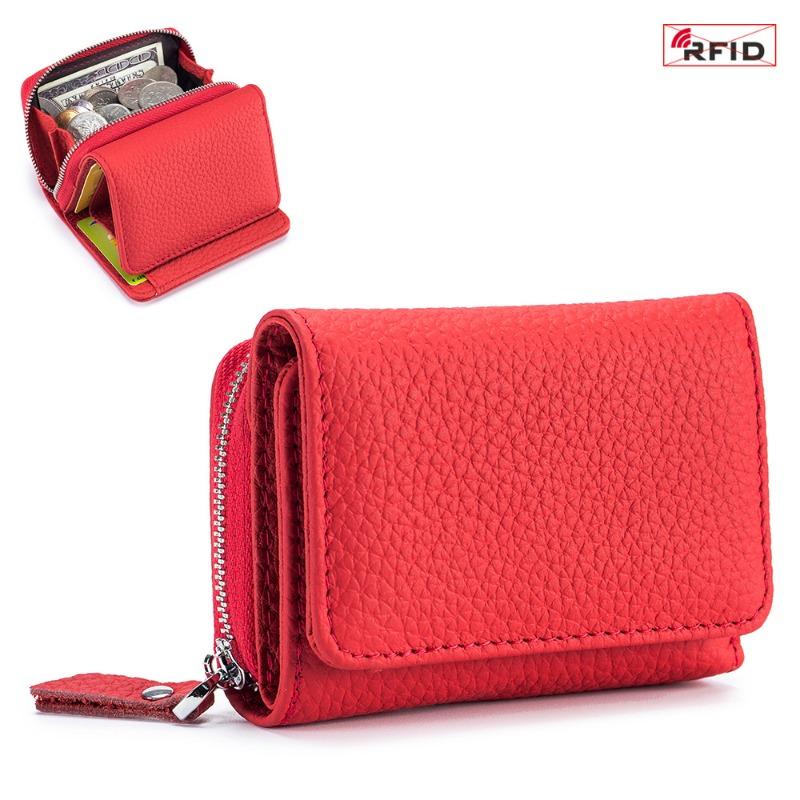 

New leather Japanese short three-fold mini RFID wallet, women s large-capacity multi-functional change bag storage bag