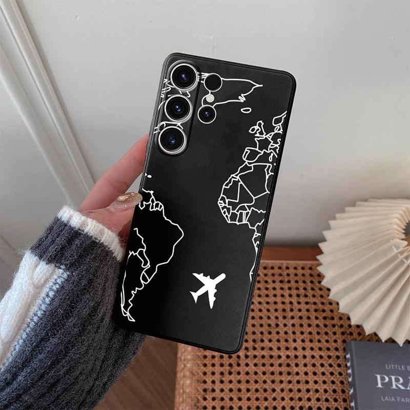 

Чехол Map Lines для iPhone Samsung A55 A35 M34 S24 Xiaomi Redmi 13 Pro 14C Huawei Honor, противоударный бампер для телефона, черный матовый TPU, устойчивый к царапинам, полное покрытие Honor X5b