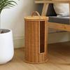 Handgewebter Zylinder Aufbewahrungskorb Badezimmer Organizer für 3 Rollen Toilettenpapier Freistehendes Badregal Dekoration