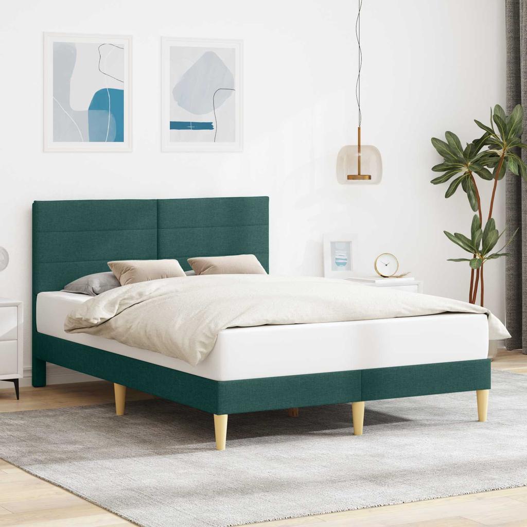 Dark Grey Fabric Upholstered Bed Frame with Headboard
