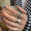 Korean Retro Geometric 925 Silver Plated Open Ring for Women
