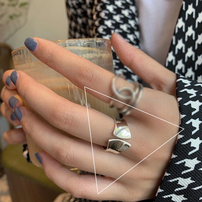 Korean Retro Geometric 925 Silver Plated Open Ring for Women