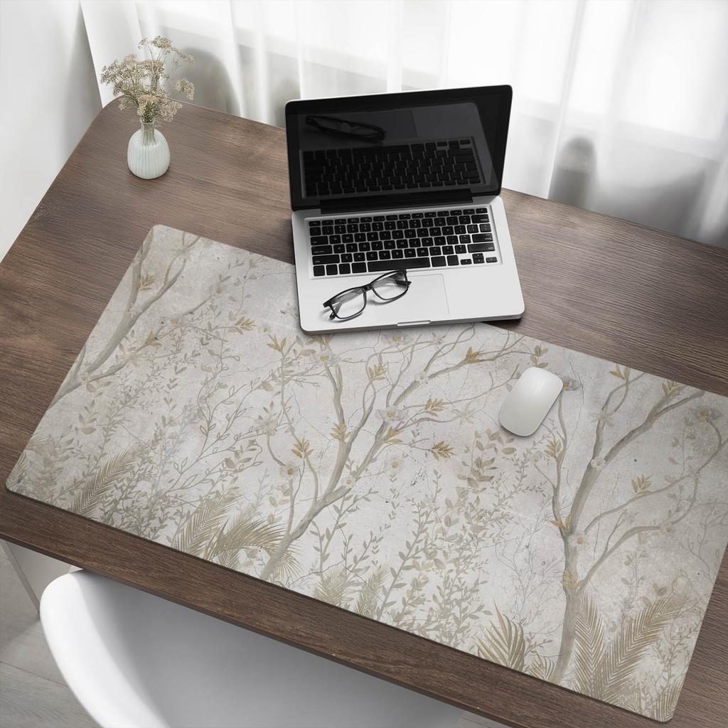 Vinyl Desk Mat with Delicate Plant Print Patterns 120x60 Cm