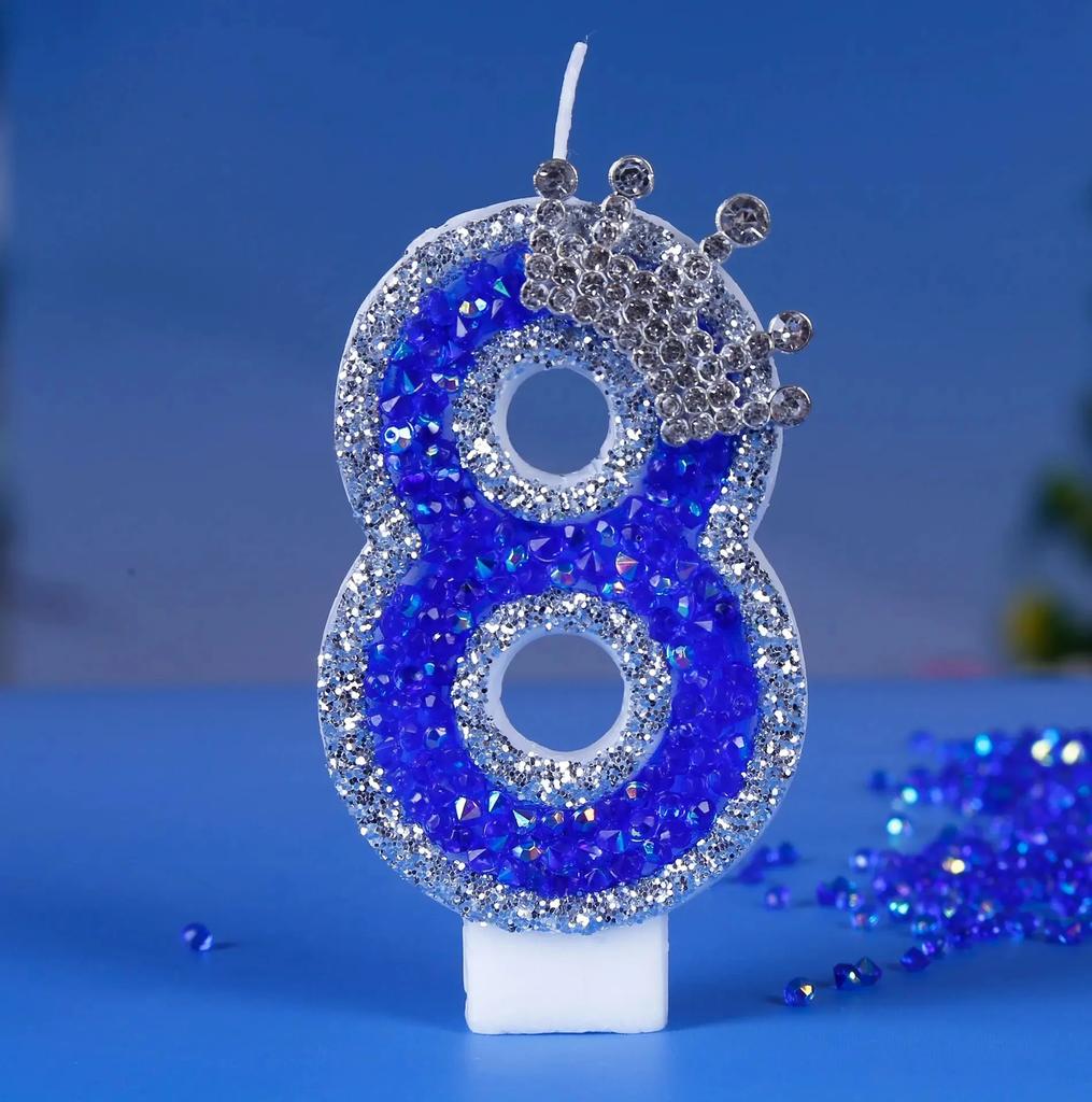Number Birthday Candle Shiny Crown Digital Cake Topper Candle Kids Birthday Anniversary Party Decoration Supplies Birthday Favor